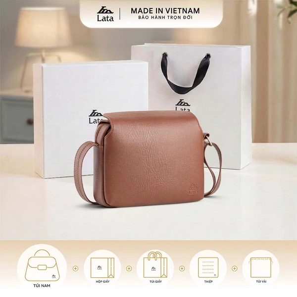 Bộ hộp quà trắng LATA (Túi đeo chéo nam LATA TN31 + Hộp quà HQ2T + Túi giấy TG2T + Túi rút BVR3838 + Thiệp cảm ơn BT1)