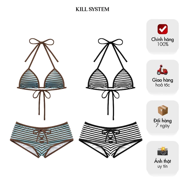 [HÀNG MỚI VỀ] Set bikini hai mảnh quần short sọc ngang NAOMI - 𝐊𝐈𝐋𝐋 𝐒𝐘𝐒𝐓𝐄𝐌