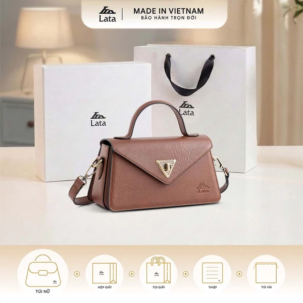 Bộ hộp quà trắng LATA (Túi đeo chéo nữ LATA HN129 + Hộp quà HQ2T + Túi giấy TG2T + Túi rút BVR3838 + Thiệp cảm ơn BT1)