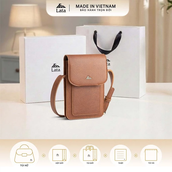 Bộ hộp quà trắng LATA (Túi đeo chéo nữ LATA HN130 + Hộp quà HQ2T + Túi giấy TG2T + Túi rút BVR3838 + Thiệp cảm ơn BT1)