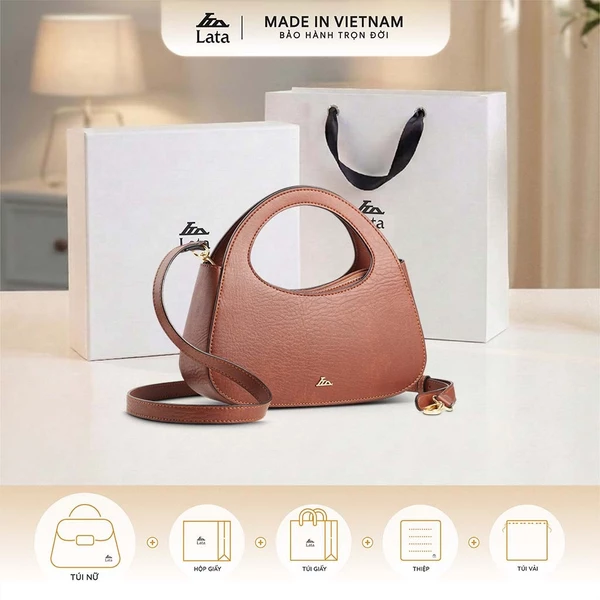 Bộ hộp quà trắng LATA (Túi đeo chéo nữ LATA HN133 + Hộp quà HQ2T + Túi giấy TG2T + Túi rút BVR3838 + Thiệp cảm ơn BT1)