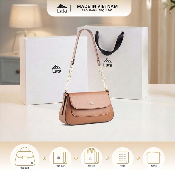 Bộ hộp quà trắng LATA (Túi đeo chéo nữ LATA HN134 + Hộp quà HQ2T + Túi giấy TG2T + Túi rút BVR3838 + Thiệp cảm ơn BT1)