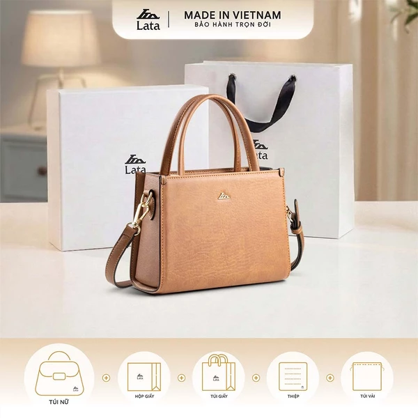 Bộ hộp quà trắng LATA (Túi đeo chéo nữ LATA HN132 + Hộp quà HQ2T + Túi giấy TG2T + Túi rút BVR3838 + Thiệp cảm ơn BT1)