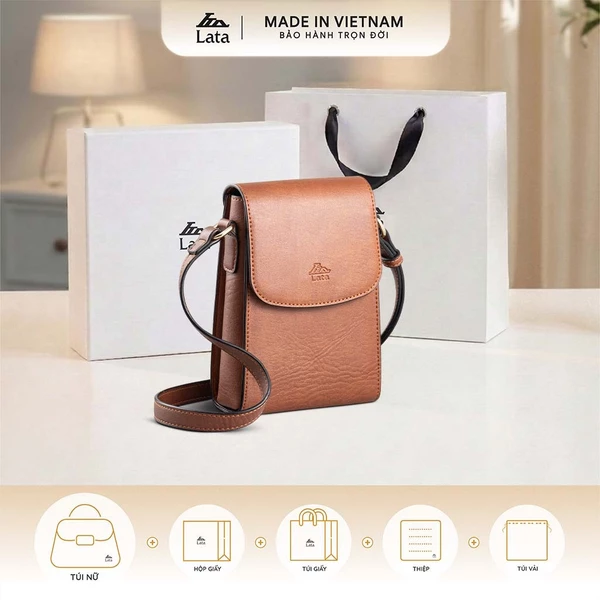 Bộ hộp quà trắng LATA (Túi đeo chéo nữ LATA HN135 + Hộp quà HQ2T + Túi giấy TG2T + Túi rút BVR3838 + Thiệp cảm ơn BT1)