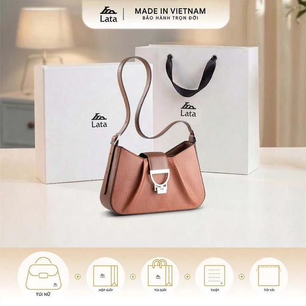 Bộ hộp quà trắng LATA (Túi đeo chéo nữ LATA HN139  + Hộp quà HQ2T + Túi giấy TG2T + Túi rút BVR3838 + Thiệp cảm ơn BT1)