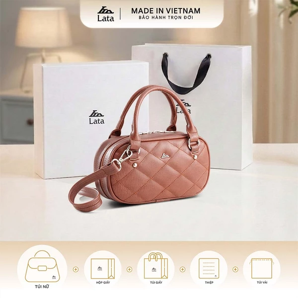 Bộ hộp quà trắng LATA (Túi xách nữ LATA TX34 + Hộp quà HQ2T + Túi giấy TG2T + Túi rút BVR3838 + Thiệp cảm ơn BT1)