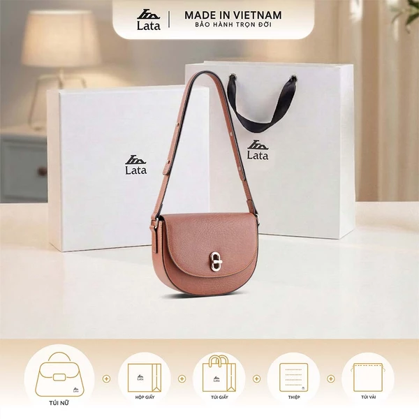 Bộ hộp quà trắng LATA (Túi đeo chéo nữ LATA HN141 + Hộp quà HQ2T + Túi giấy TG2T + Túi rút BVR3838 + Thiệp cảm ơn BT1)