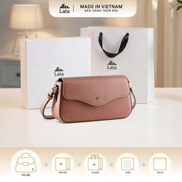 Bộ hộp quà trắng LATA (Túi đeo chéo nữ LATA HN143 + Hộp quà HQ2T + Túi giấy TG2T + Túi rút BVR3838 + Thiệp cảm ơn BT1)