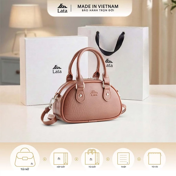 Bộ hộp quà trắng LATA (Túi xách nữ LATA TX35 + Hộp quà HQ2T + Túi giấy TG2T + Túi rút BVR3838 + Thiệp cảm ơn BT1)