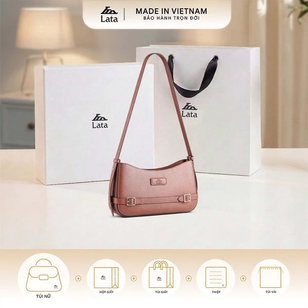 Bộ hộp quà trắng LATA (Túi đeo vai nữ LATA HN145 + Hộp quà HQ2T + Túi giấy TG2T + Túi rút BVR3838 + Thiệp cảm ơn BT1)