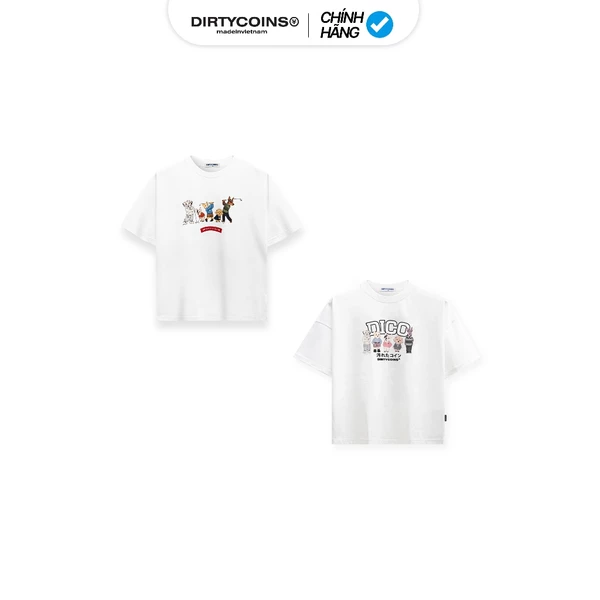 Áo thun DirtyCoins Relaxed Boxy Puppies White