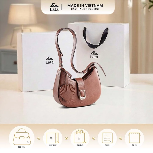 Bộ hộp quà trắng LATA (Túi đeo chéo nữ LATA HN146 + Hộp quà HQ2T + Túi giấy TG2T + Túi rút BVR3838 + Thiệp cảm ơn BT1)