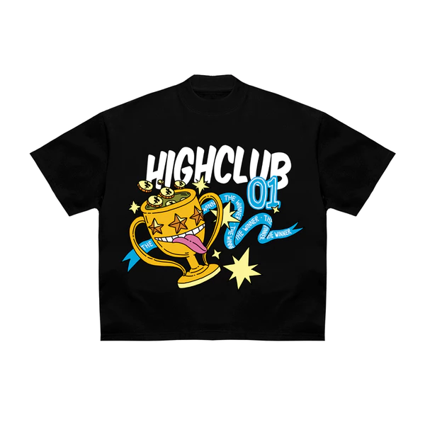 Áo thun WINNER TEE cổ tròn tay lỡ form boxy màu ĐEN/TRẮNG HIGHCLUB - Unisex