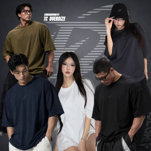 Áo Thun Degrey TC Oversize màu NAVY/ TRẮNG/ XÁM/ GREEN thêu New Logo
