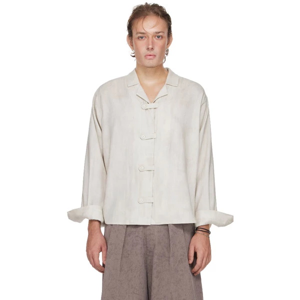Áo Sơ Mi Nam Kèm Khuy Kiểu Dây Đai Màu Trắng Cloud Dancer - BEUTER® MS RELAXED BELTED SHIRT - CLOUD DANCER