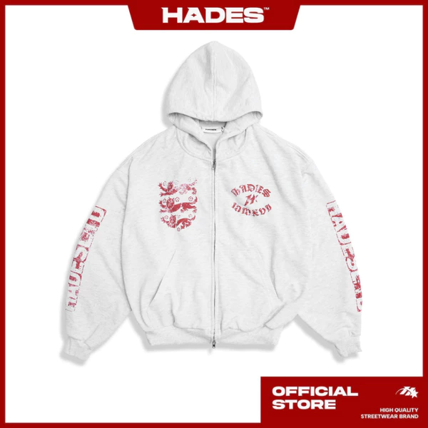 ÁO KHOÁC HADES DIVINE GAZE ZIP HOODIE / Trắng Đỏ