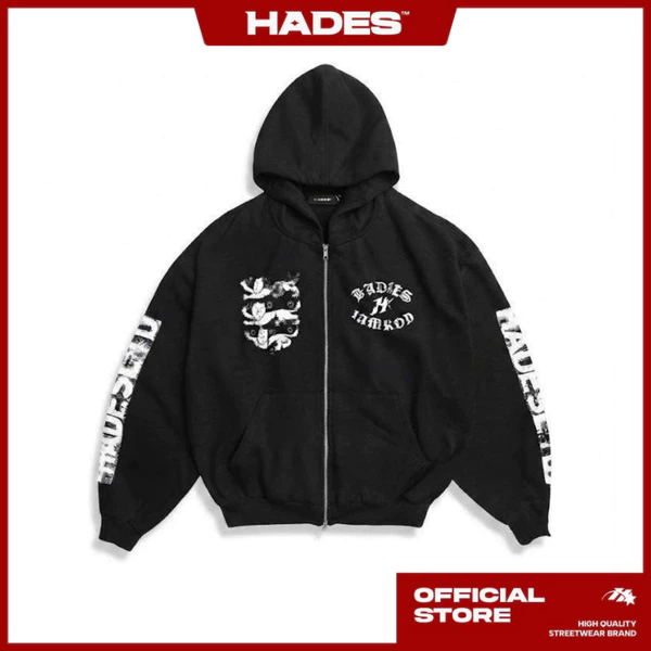ÁO KHOÁC HADES DIVINE GAZE ZIP HOODIE / Đen Trắng