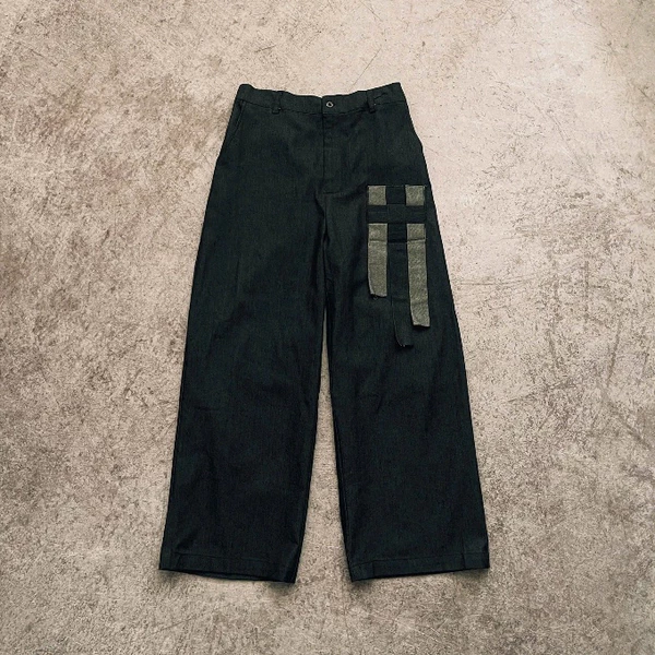 Quần dài ống rộng YELLOW FLICKER denim túi đan unisex