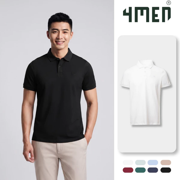 Áo thun polo nam trơn 4MEN PO153 có cổ bẻ basic form slimfit ôm đẹp trẻ trung, vải cá sấu chống nhăn mềm mịn mát giá rẻ