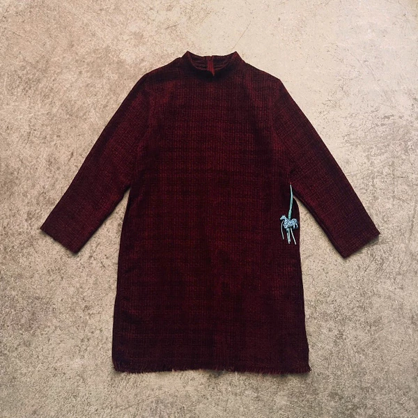 Áó dài cách tân YELLOW FLICKER vải tweed tặng kèm logo "Ngọ" unisex