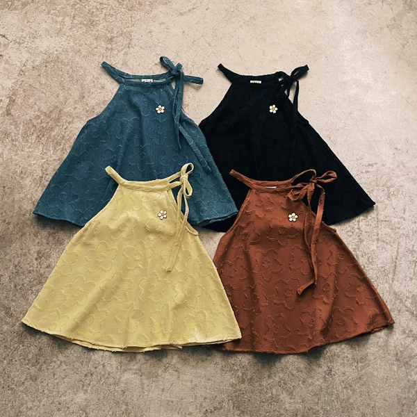 Áo yếm YELLOW FLICKER jeans hoa năm cánh
