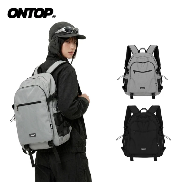 Balo canvas nhiều ngăn local brand ONTOP nam nữ, đựng vừa laptop 15.6 inches màu đen, xám Airflow Backpack | O-P53