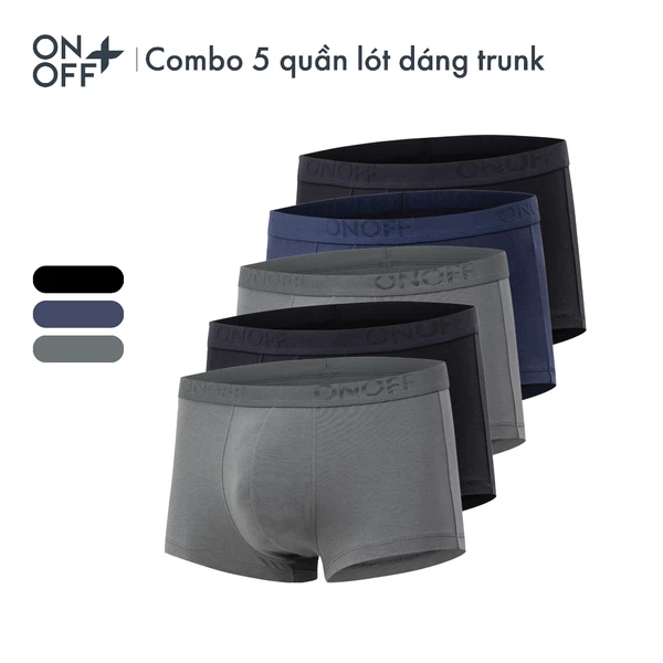 Combo 5 quần lót sịp nam trunk Cotton Spandex lành tính mềm mịn thấm hút nhanh - ONOFF 18UO24A324