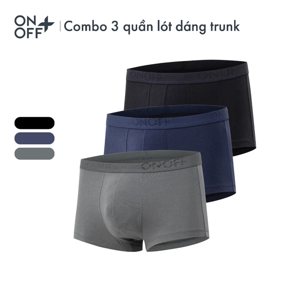 Combo 3 quần lót sịp nam trunk Cotton Spandex lành tính mềm mịn thấm hút nhanh - ONOFF 18UO24A317
