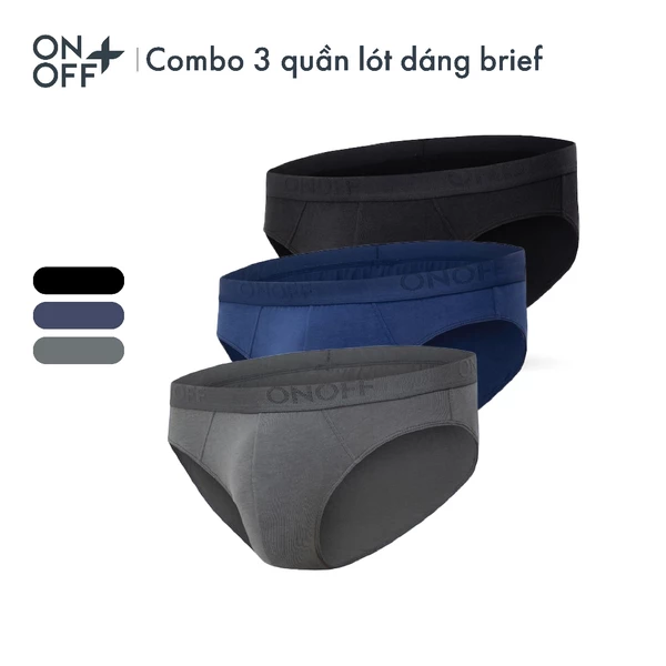 Combo 3 quần lót sịp nam tam giác brief Cotton Spandex lành tính mềm mịn thấm hút nhanh - ONOFF 18UQ24A316