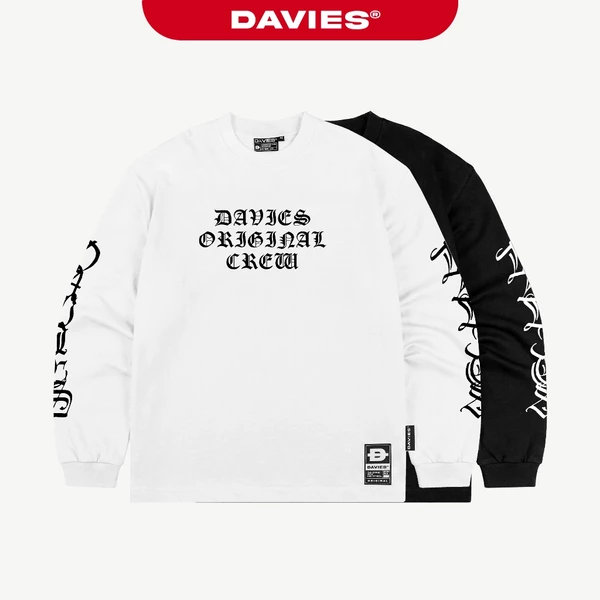 Áo phông dài tay nam nữ DAVIES cổ tay bo chun hình in chữ form rộng Vesper Runes Regular Long Sleeve Tee | D-T68