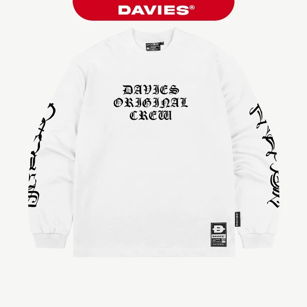 Áo tay dài nam nữ form rộng DAVIES thiết kế hình in tay bo chun màu trắng Vesper Runes Regular Long Sleeve Tee | D-T68-T