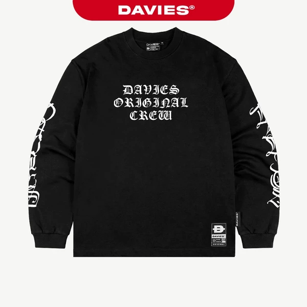 Áo thun dài tay nam nữ tay bo chun DAVIES hoạ tiết hình in chữ màu đen Vesper Runes Regular Long Sleeve Tee | D-T68-D