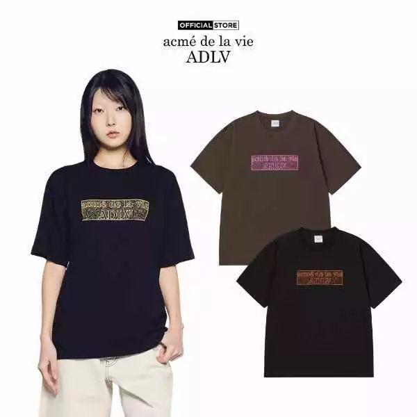 Áo thun ADLV NOISE BOX dáng classic màu Đen/Nâu đậm - Hàng chính hãng
