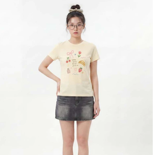 Áo thun Nữ Baby fit Graphic Little Lovely LIMEORANGE LO26111129