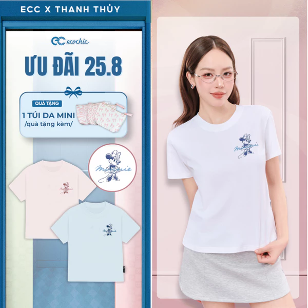 (Tặng túi mini) Áo Phông Baby Tee ECOCHIC BB010 Hình In Chính Hãng Bản Quyền Disney MICKEY COLLECTION