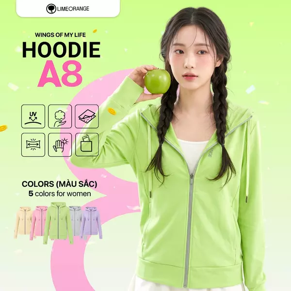[Đặt Hàng Trước] Áo Khoác Nữ Cotton Hoodie A8 Chống Nắng Chống UV LIMEORANGE OO26027102