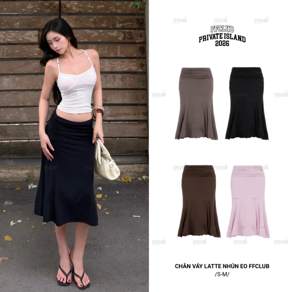 FFCLUB -  CHÂN VÁY LỬNG LATTE NHÚN EO TÔN DÁNG