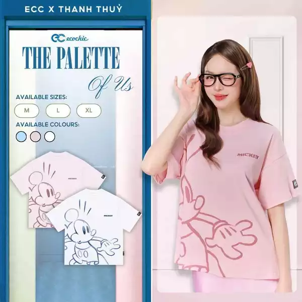 Áo Phông Boxy ECOCHIC TS028 Hình In MICKEY Chính Hãng Bản Quyền Disney Chất Liệu Cotton Cao Cấp