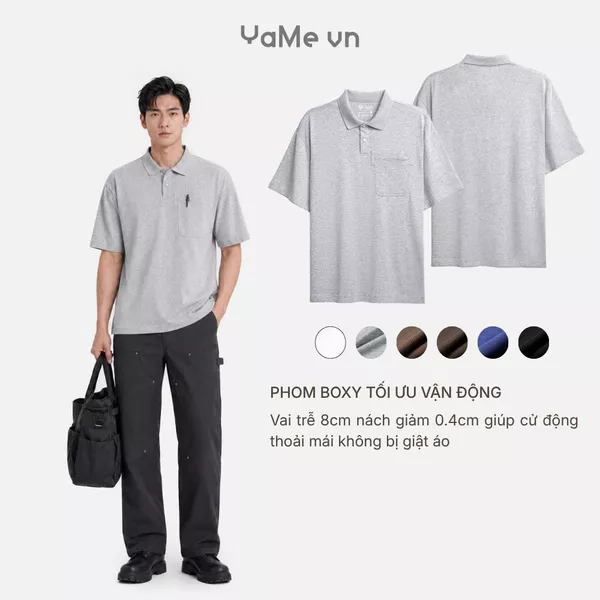 Áo Polo vải dày đứng phom, 100% sợi bông, phom rộng F4 - The Worker 005 24813 |YaMe|