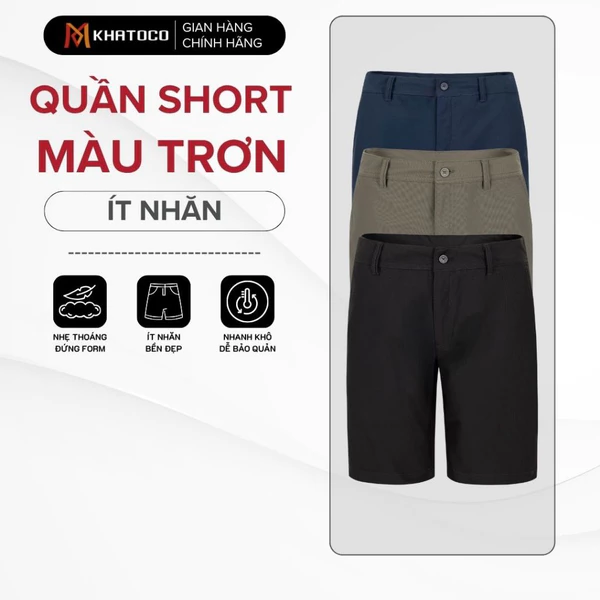Quần short nam KHATOCO Regular Fit nhẹ, thoáng, ít nhăn, giữ form tốt, bề mặt vải bền đẹp mã 22884