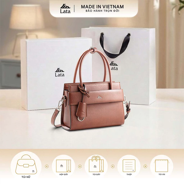 Bộ hộp quà trắng LATA (Túi xách nữ LATA TX42 + Hộp quà HQ2T + Túi giấy TG2T + Túi rút BVR3838 + Thiệp cảm ơn BT1)