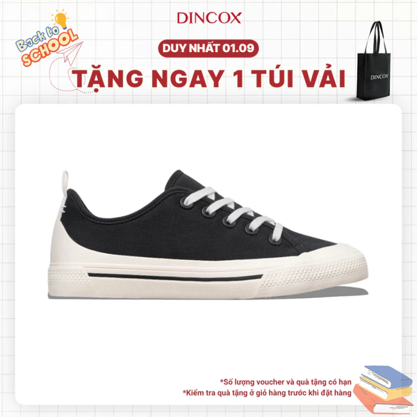 Giày Sneaker Vải Canvas Unisex Chính Hãng DINCOX C20 Black Sang Trọng Tinh Tế Đơn Giản