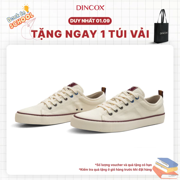 Giày thể thao nam nữ trắng kem C40 Dincox, giày vải canvas đế bằng, giày sneaker nam nữ