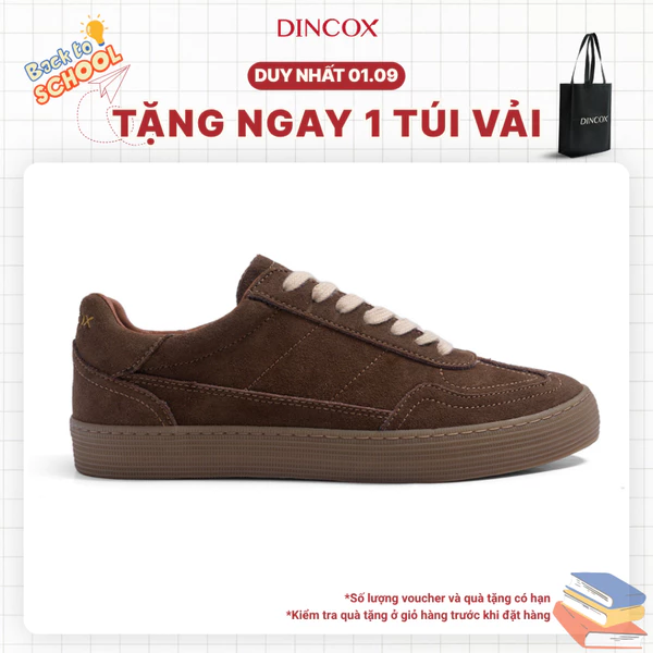Giày Sneaker Nam Nữ Vải Canvas Phối Da Dincox DC35 CHESTNUT Shoes Unisex Đế Bằng
