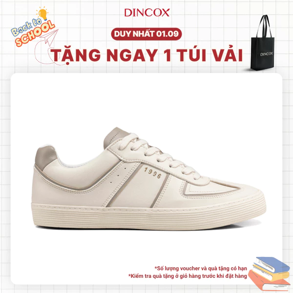Giày Sneaker Da Nam Nữ DC36 MILK TEA DINCOX Shoes Đế Bằng