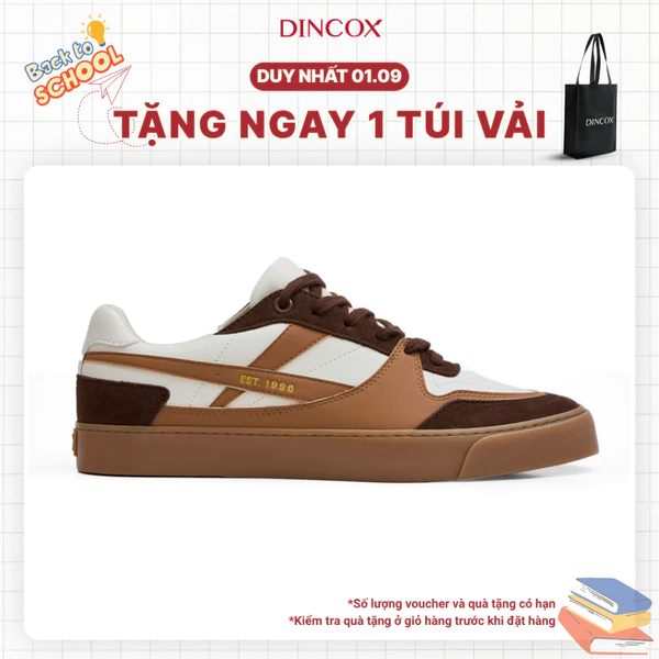 Giày Da Sneaker Nam Nữ DC39 MOCHA Dincox Shoes Đế Bằng - Microfiber Leather