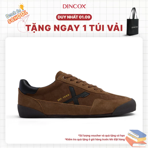 Giày Nam Sneaker Da Micro Suede Dincox DC47 BROWN Shoes Đế Bằng, Bền Và Nhẹ Hơn
