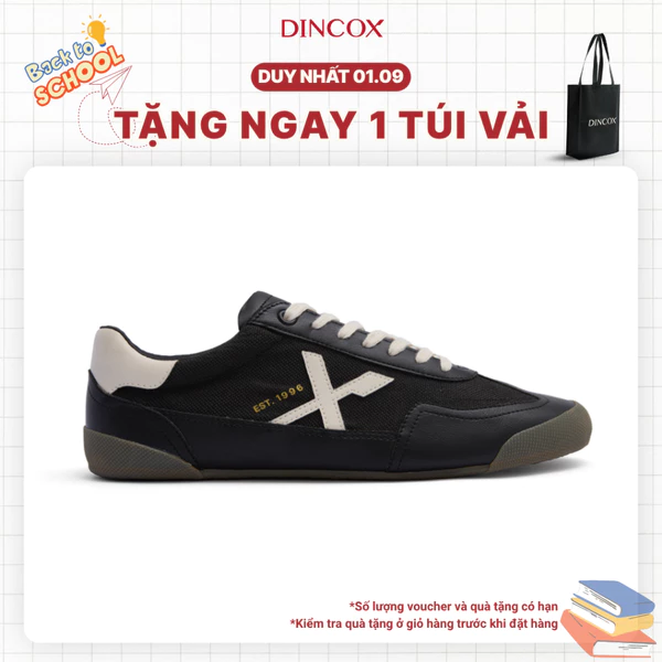 Giày Nam Sneaker Dincox DC47 BLACK/BEIGE Micro Suede Kết Hợp Canvas Shoes Đế Bằng, Bền Và Nhẹ Hơn
