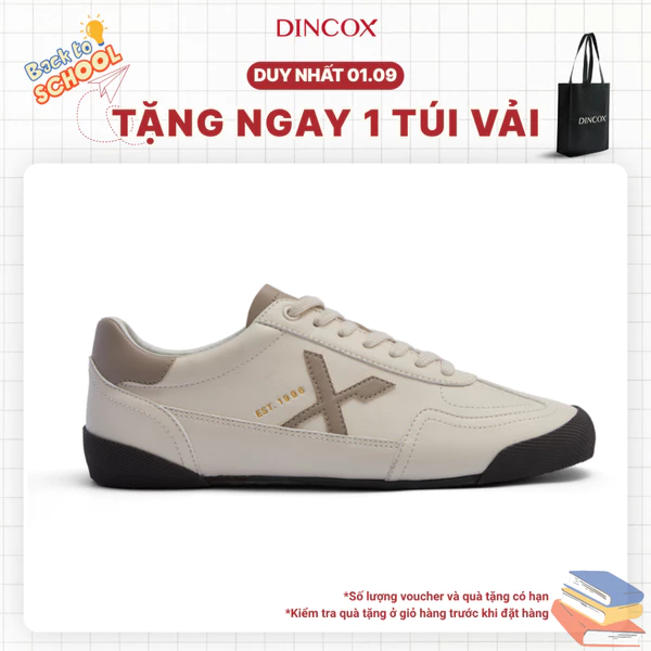 Giày Sneaker Da Nam Nữ Dincox DC47 BEIGE/TAUPE Shoes Đế Bằng, Bền Và Nhẹ Hơn