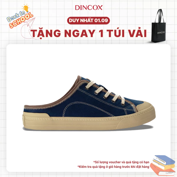 Giày Sục Đạp Gót Mules Vải Sneaker Unisex Tăng Chiều Cao 4cm DINCOX E10 Dark Navy
